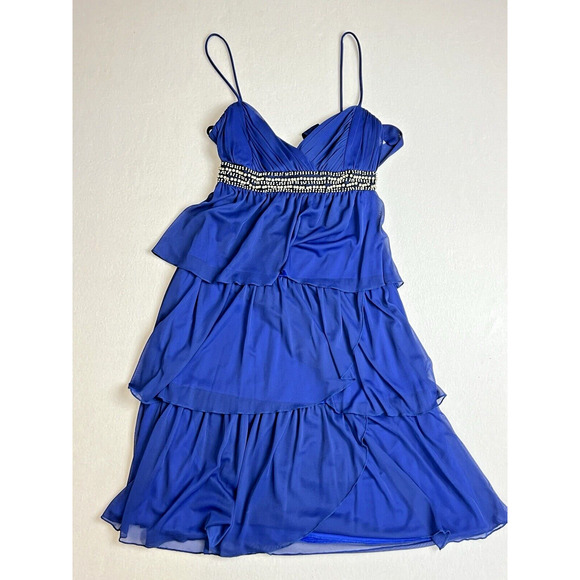 Vintage Intrigue Blue Satin Babydoll Dress‎ Y2K Glam Romantic chic - Picture 1 of 7